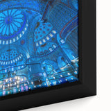 Framed canvas featuring a textured, colorful depiction of a Turkish landscape in black with vibrant accents.