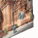 Large abstract wall art of a Vietnamese landscape in pastel shades on acrylic glass, ideal for dining room decor.