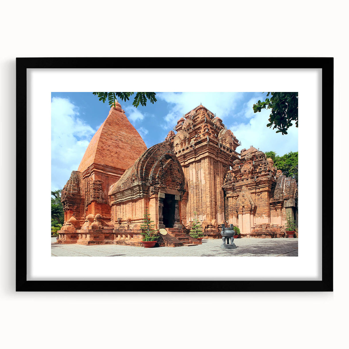 Extra large abstract art print of a colorful, textured Vietnamese landscape on a framed canvas, ideal for living room decor.