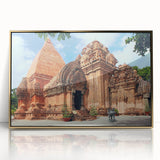 Acrylic print of a Vietnamese landscape with gold hues, framed for modern nursery decor.