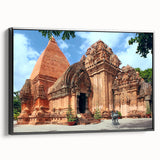 Black and white landscape art painting of a Vietnamese scenery on framed canvas, ideal for bedroom wall decor.