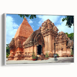 Vintage poster art of a Vietnamese landscape on extra large framed canvas.