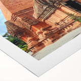 Art deco poster of a Vietnamese landscape in muted greens and blues on rolled canvas, suitable for dining room decor.