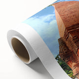 Art Deco poster of a Vietnamese landscape on rolled canvas, featuring pastel shades, ideal for nursery wall art.