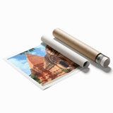 Extra large rolled print of a Vietnamese landscape with lush greenery and floral elements.