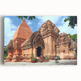 Black and white photograph of a Vietnamese landscape on stretched canvas, suitable for kitchen wall art.