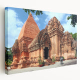 Landscape painting of Vietnamese rice terraces on large stretched canvas, featuring lush green tones.