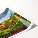 Extra large wall art featuring line art flowers in soft pastel shades on a rolled print.