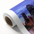 Art Deco poster of Brisbane skyline in pastel shades on rolled canvas, ideal for nursery wall art.