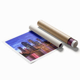 Extra large rolled print of Brisbane scenery with floral elements in soft pastel colors.