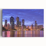Black and white panoramic photo of Brisbane skyline on large stretched canvas, ideal for kitchen wall art.