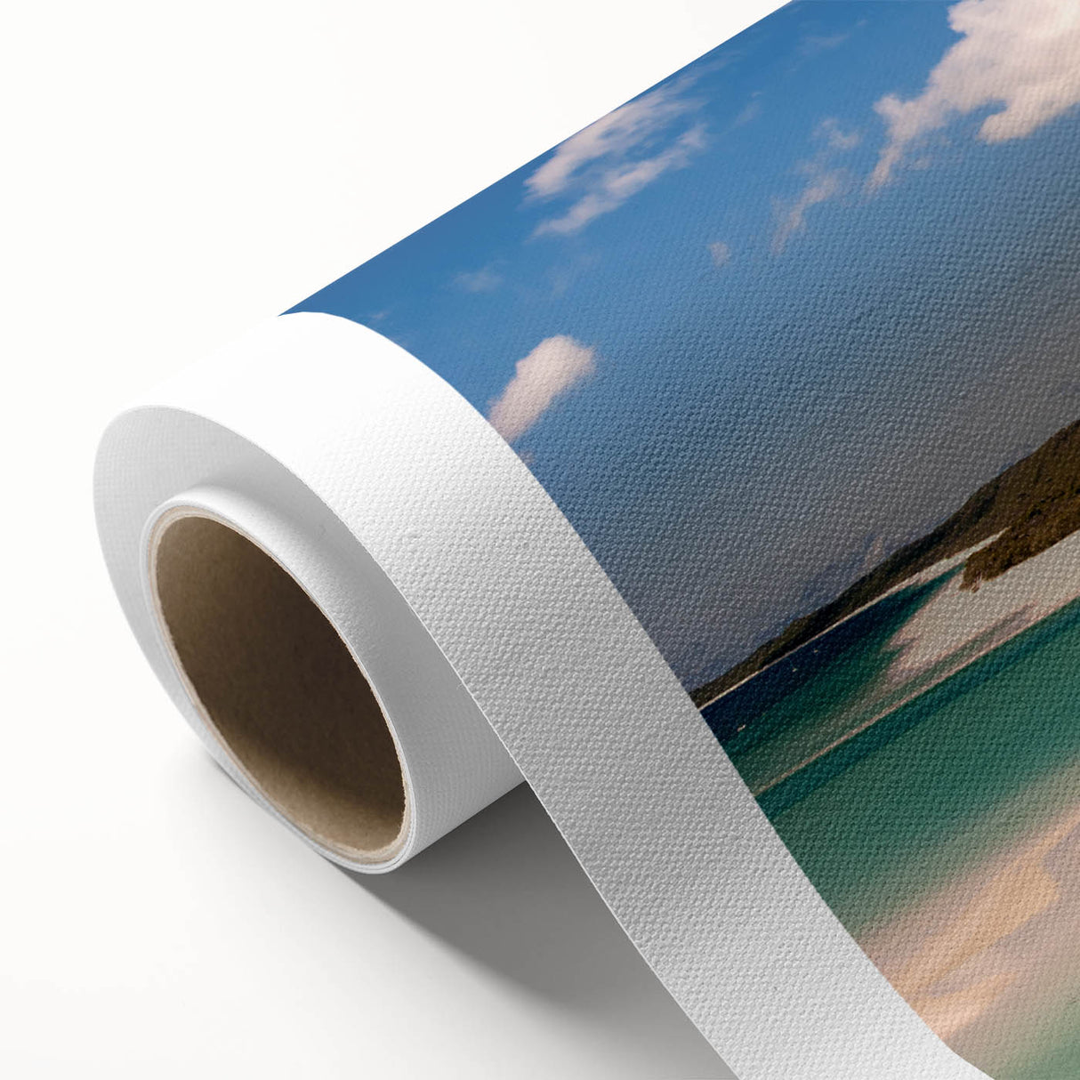 Art Deco poster of the Great Barrier Reef in vibrant blue and green tones on rolled canvas, ideal for nursery wall art.