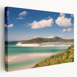 Large canvas print of the Great Barrier Reef in vivid blue and green tones, ideal for kitchen wall art.
