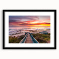 Extra large abstract art print of colorful, textured scenery of Perth, Australia, in a black frame with mat.