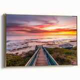 Landscape art painting of Perth, Australia on framed canvas, featuring black and colorful hues in a vintage poster style.