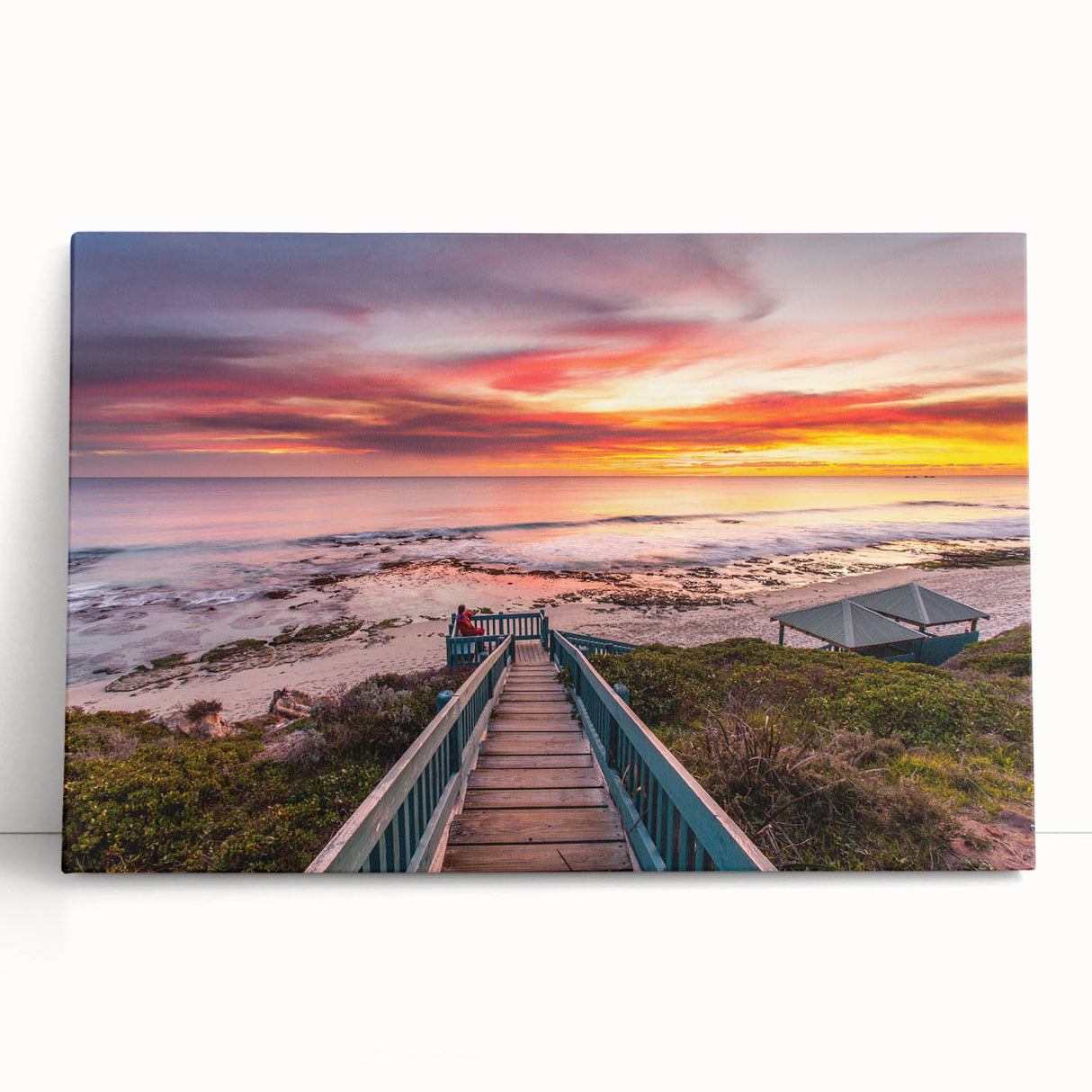 Black and white photograph of Perth skyline on stretched canvas, ideal for kitchen wall art or bedroom.