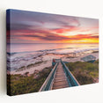 Side view of a stretched canvas featuring a realistic landscape of Perth, Australia, in muted earth tones.