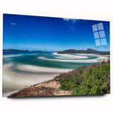 Large abstract wall art depicting Queensland scenery in muted earth tones on acrylic glass.