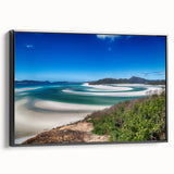 Black and white landscape art of Queensland, Australia on framed canvas, ideal for bedroom wall decor.