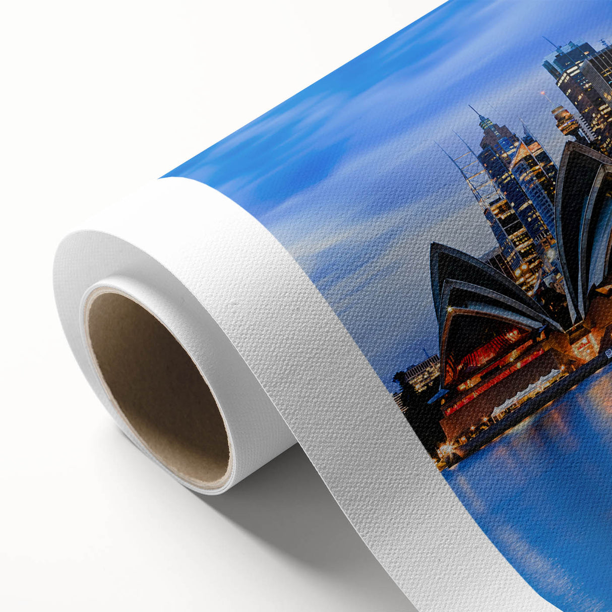 Art deco poster of Sydney skyline in pastel shades on rolled canvas, ideal for nursery wall art.