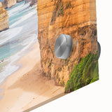 Large abstract wall art of Australian scenery in muted earth tones on acrylic glass, ideal for dining room ambiance.