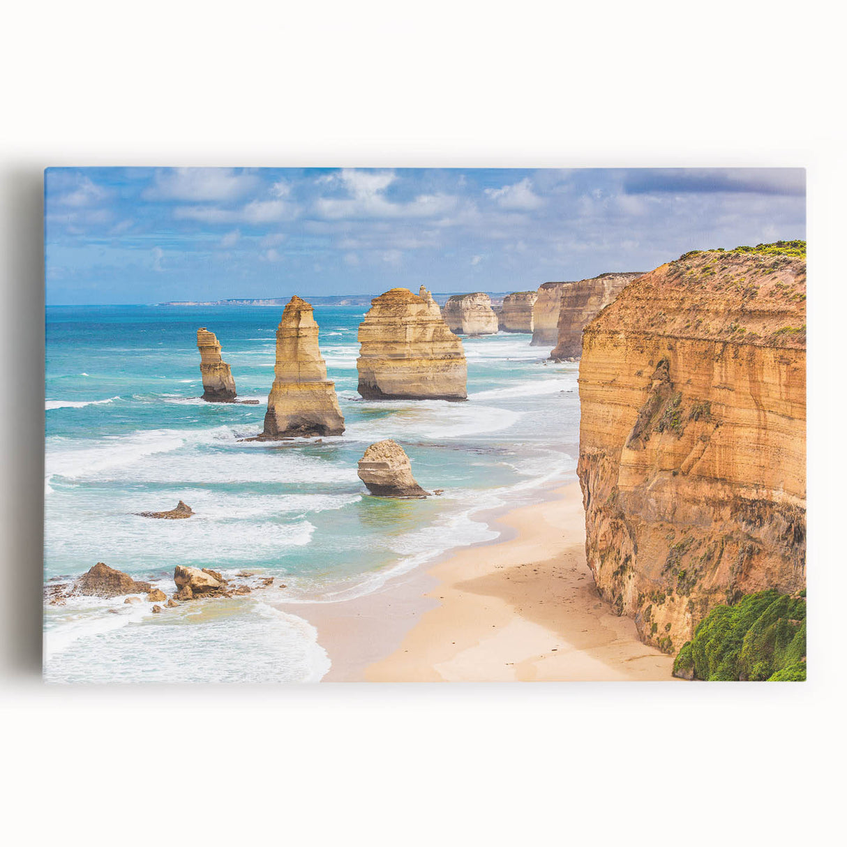 Black and white stretched canvas featuring an expansive Australian landscape, ideal for kitchen wall art.