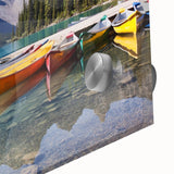 Large abstract wall art depicting Alberta, Canada scenery on acrylic glass, in mid-century modernist style.