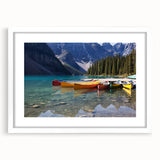 Abstract art print of Alberta's scenery in muted earth tones, framed with a white mat, ideal for dining room decor.