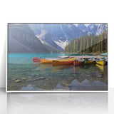 Acrylic print of Alberta, Canada scenery in art deco style with muted earth tones, ideal for modern nursery wall art.