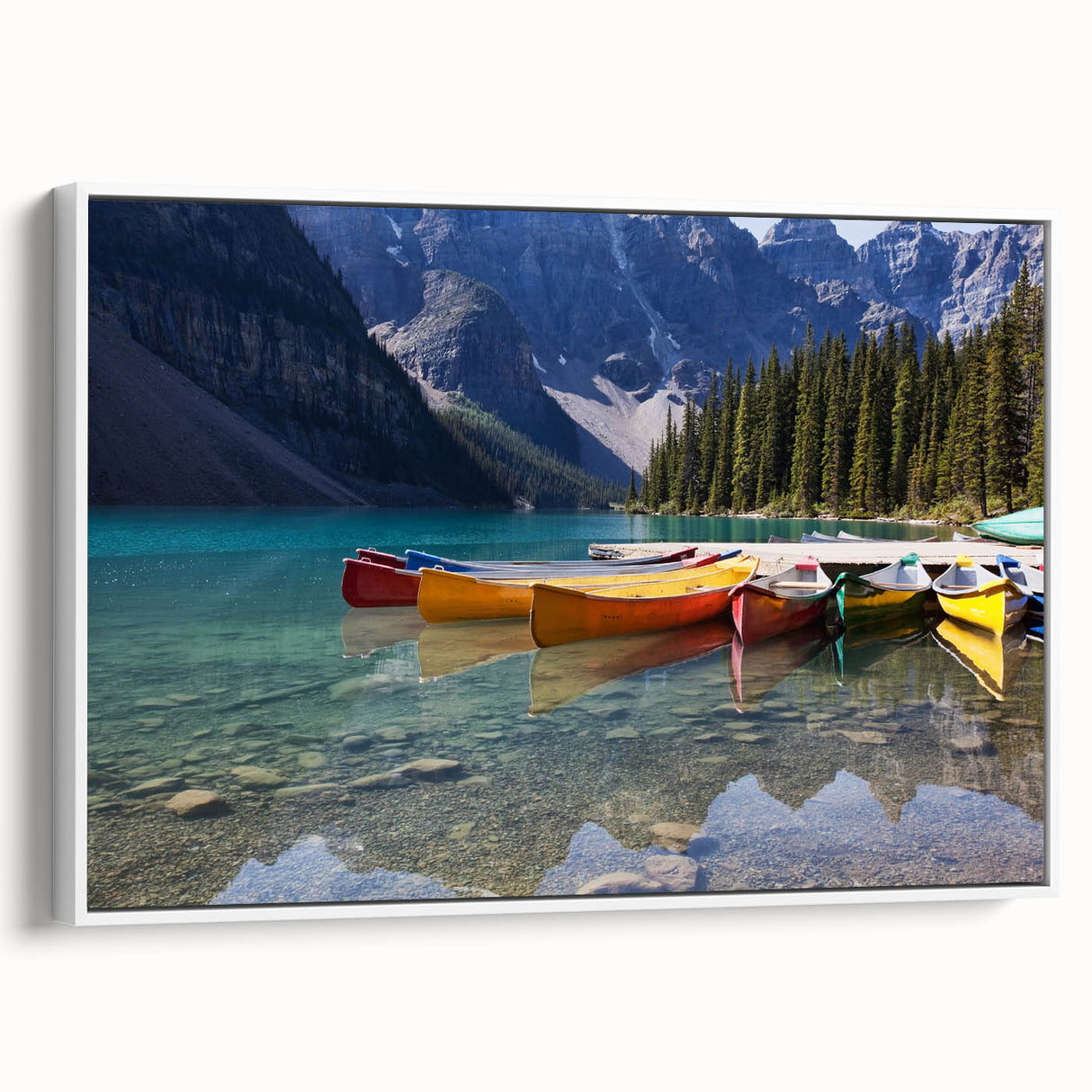 Vintage poster art of Alberta, Canada scenery on framed canvas, featuring vibrant colors, ideal for living room decor.