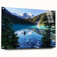 Acrylic print of British Columbia scenery, featuring lush greens and blues, ideal for dining room decor.