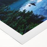 Art deco poster of British Columbia scenery in muted earth tones on rolled canvas, suitable for dining room art.