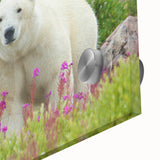 Acrylic print of a serene Manitoba landscape in muted green and blue tones, ideal for dining room decor.