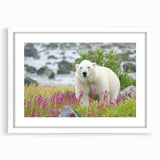 Textured art print of abstract Manitoba scenery in muted earth tones, framed with a white mat, suitable for bedroom decor.