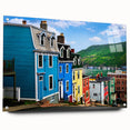 Acrylic print of a Newfoundland scenic landscape in muted earth tones, ideal for dining room decor.
