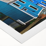 Art deco poster featuring a Newfoundland scenery in muted earth tones on rolled canvas, suitable for dining room decor.