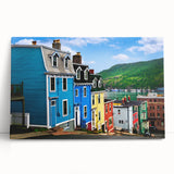 Black and white photograph of Newfoundland scenery on stretched canvas, ideal for kitchen wall art or bedroom ambiance.