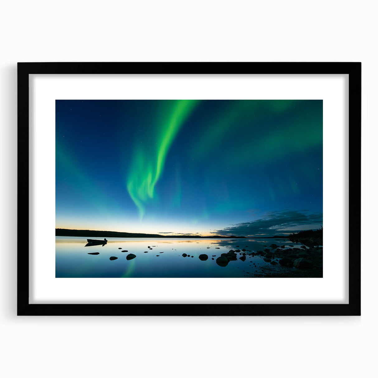Abstract art print of the Northwest Territories scenery in vibrant colors on a large framed canvas.