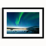 Abstract art print of the Northwest Territories scenery in vibrant colors on a large framed canvas.