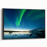 Black and white landscape art painting of the Northwest Territories on a framed canvas, suitable for bedroom wall decor.