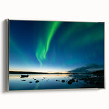 Framed canvas featuring a vintage-style landscape art painting of the Northwest Territories, with muted earth tones.