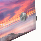 Acrylic print of a large abstract depiction of Nova Scotia scenery, in muted earth tones, ideal for dining room art.