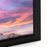 Extra large framed canvas depicting a textured scenery of Nova Scotia with vibrant colors on a black background.