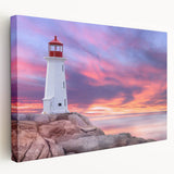 Scenic Nova Scotia landscape on stretched canvas, featuring cool blue and green tones, ideal for kitchen wall art.