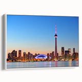 Vintage poster art of Ontario, Canada on framed canvas, featuring a colorful palette, ideal for living room decor.