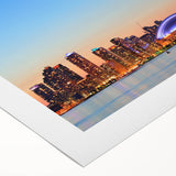 Art deco poster featuring a serene Ontario landscape in muted green and blue tones on rolled canvas.