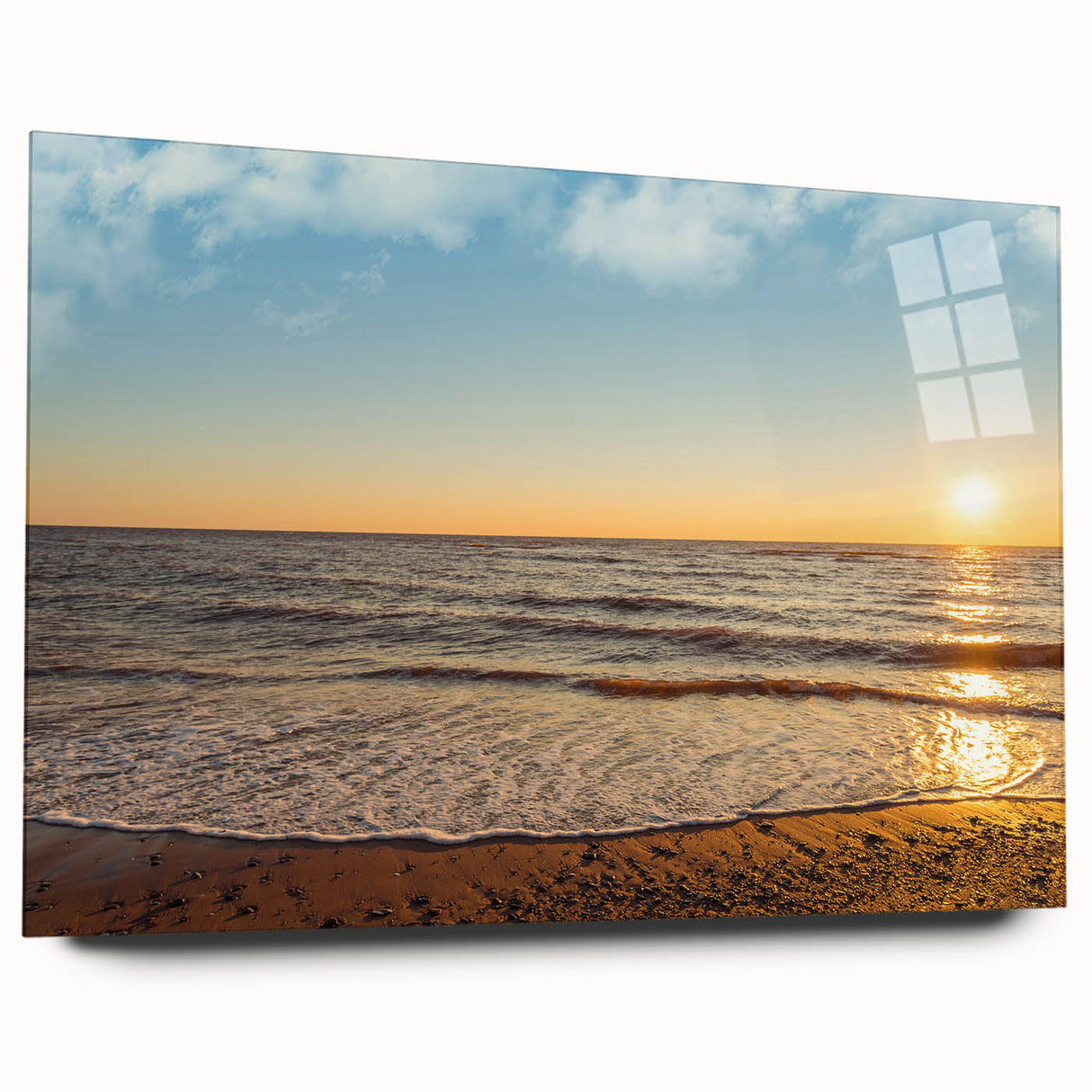 Acrylic print of a serene Prince Edward Island landscape, with soft blue and green tones.