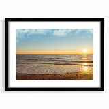 Abstract art print of colorful, textured scenery depicting Prince Edward, Canada, in a black framed mat.