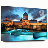 Side view of a large abstract wall art depicting Canada's Quebec scenery on acrylic glass.