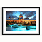 Abstract art print featuring vibrant, colorful textures of Quebec scenery on a large framed canvas.